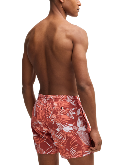 BOSS Seasonal Print Swim Shorts, Orange/Multi - view 2, Orange/Multi