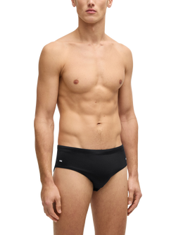 BOSS Signature Stripe & Logo Swimming Trunks, Black, Black
