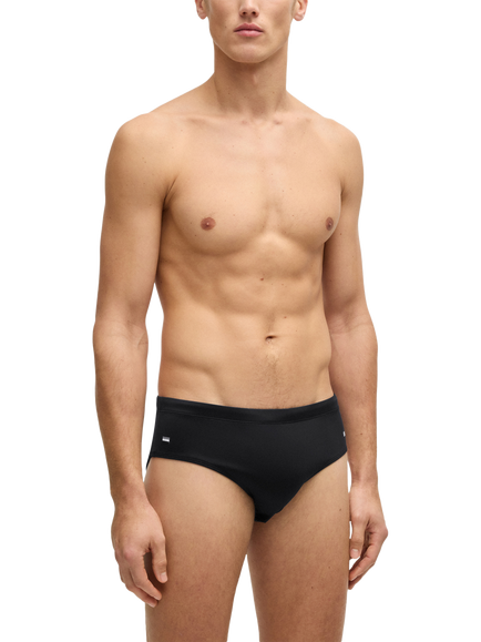 BOSS Signature Stripe & Logo Swimming Trunks, Black, Black