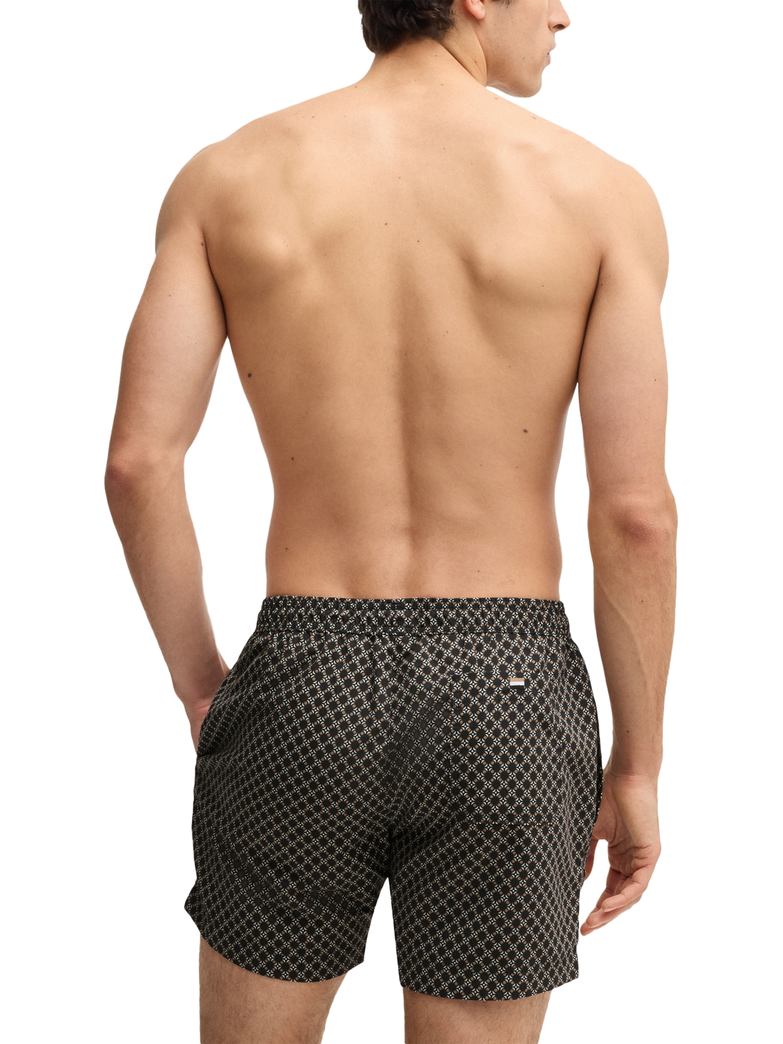 Product image 2 of 4, which shows BOSS Geometric Print Swim Shorts, Black/Multi, M