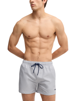 BOSS Stripe Seersucker Swim Shorts, Navy/White, Navy/White