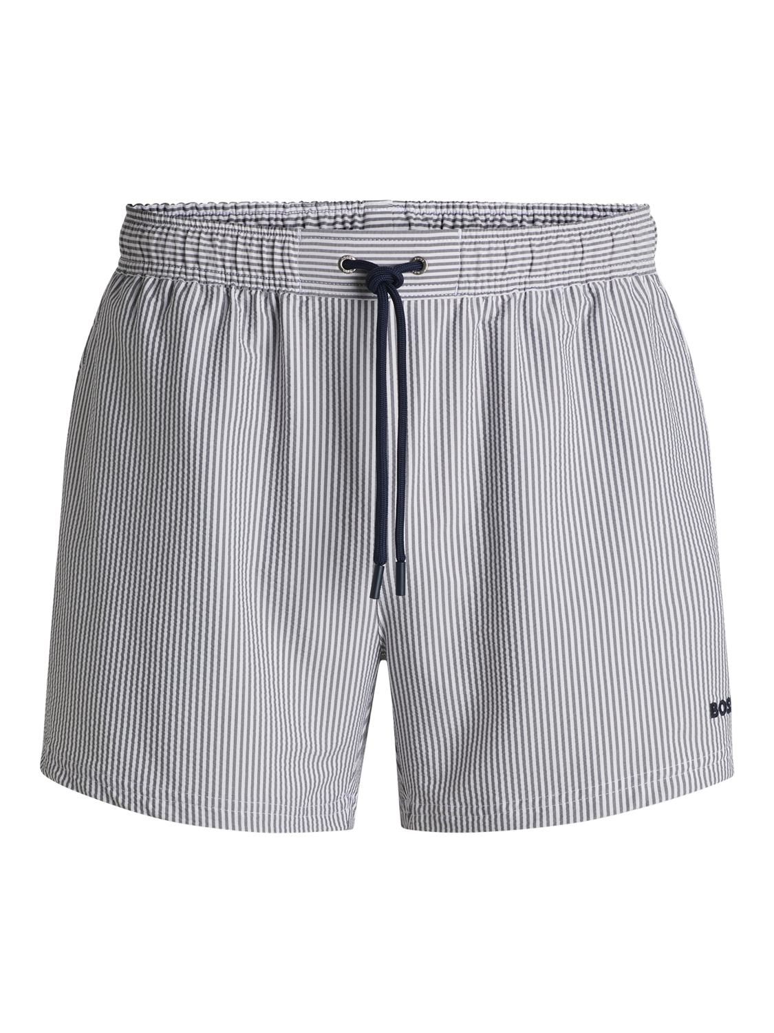 Product image 4 of 4, which shows BOSS Stripe Seersucker Swim Shorts, Navy/White, M