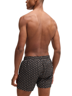 BOSS Monogram Print Swim Shorts, Black - view 2, Black