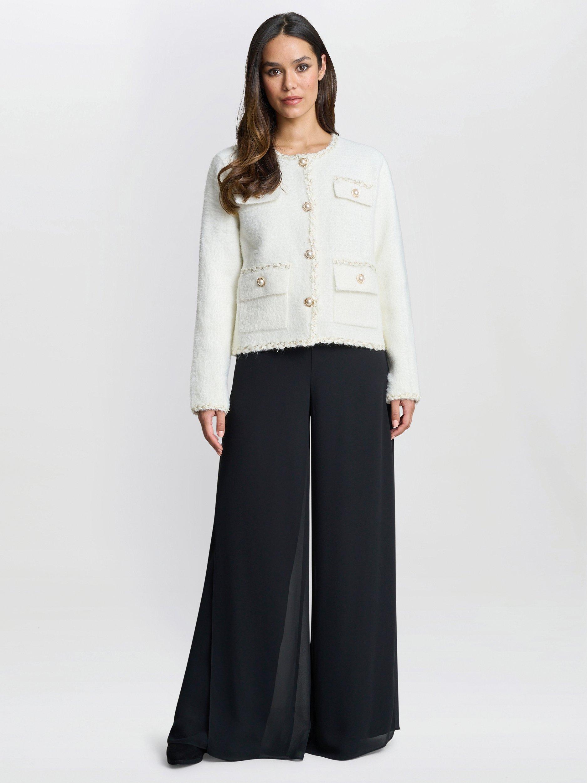 Product image 3 of 6, which shows Gina Bacconi Christy Textured Jacket, White, One Size