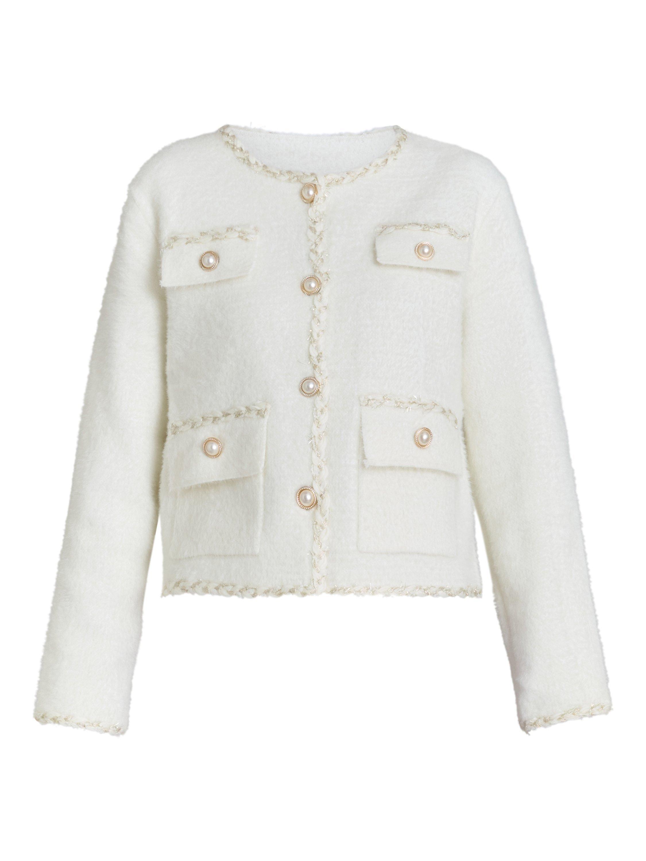 Product image 4 of 6, which shows Gina Bacconi Christy Textured Jacket, White, One Size