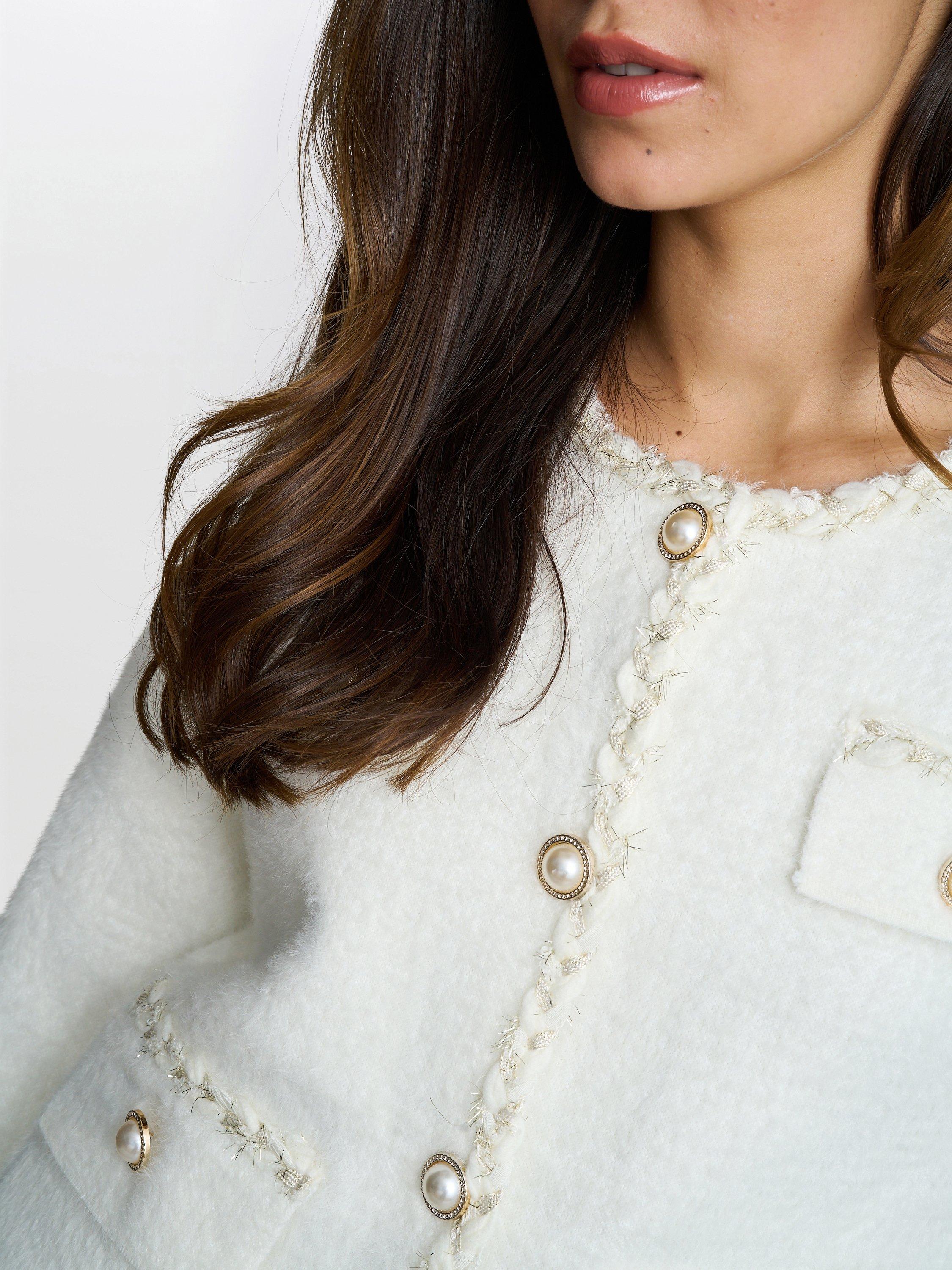 Product image 5 of 6, which shows Gina Bacconi Christy Textured Jacket, White, One Size