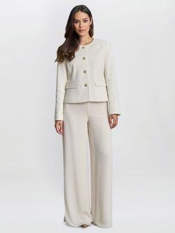 Gina Bacconi Julieann Tweed Jacket, Cream/Gold, Cream/Gold