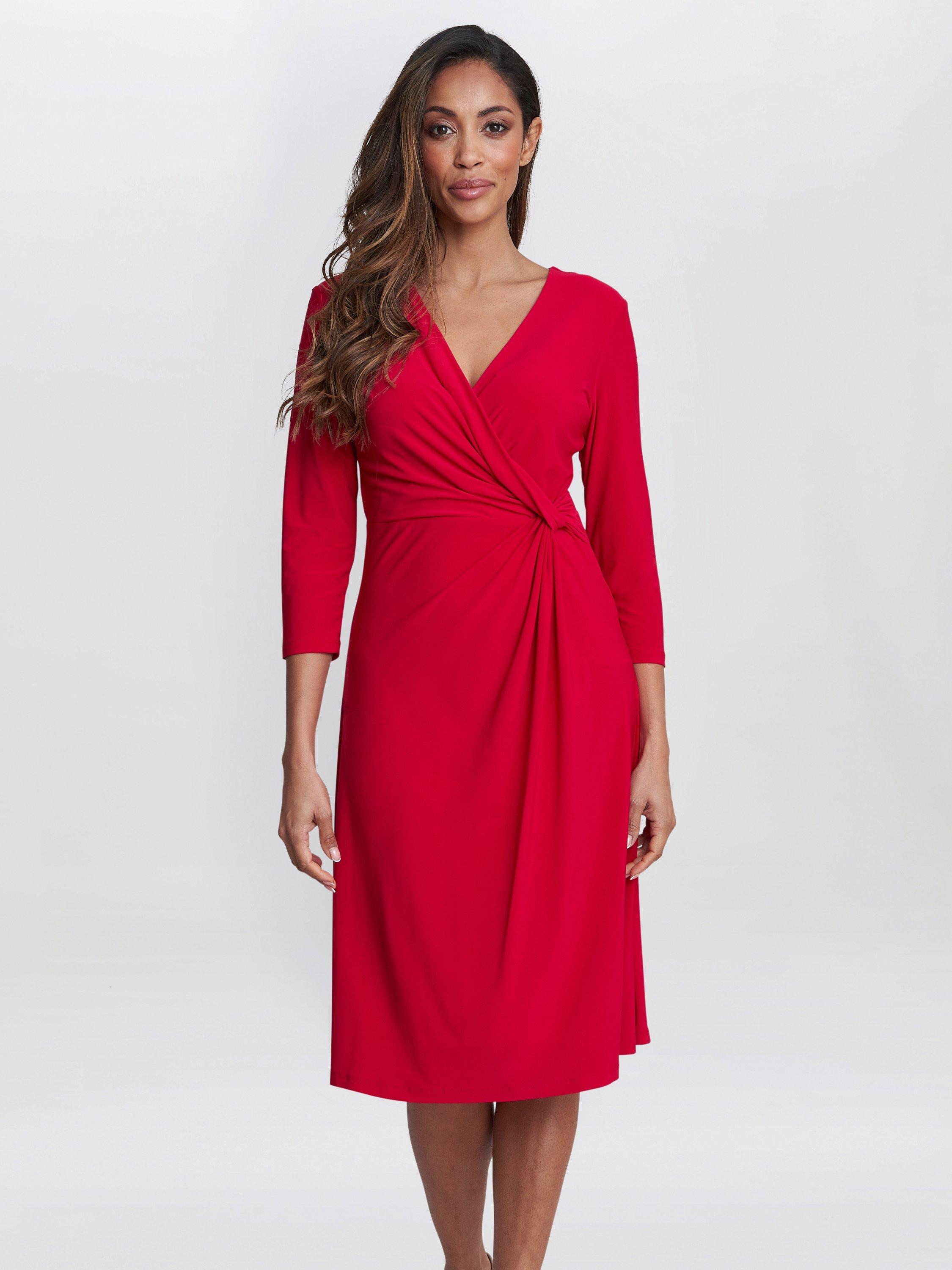 Product image 1 of 5, which shows Gina Bacconi Antonia Jersey Wrap Dress, Red, 8
