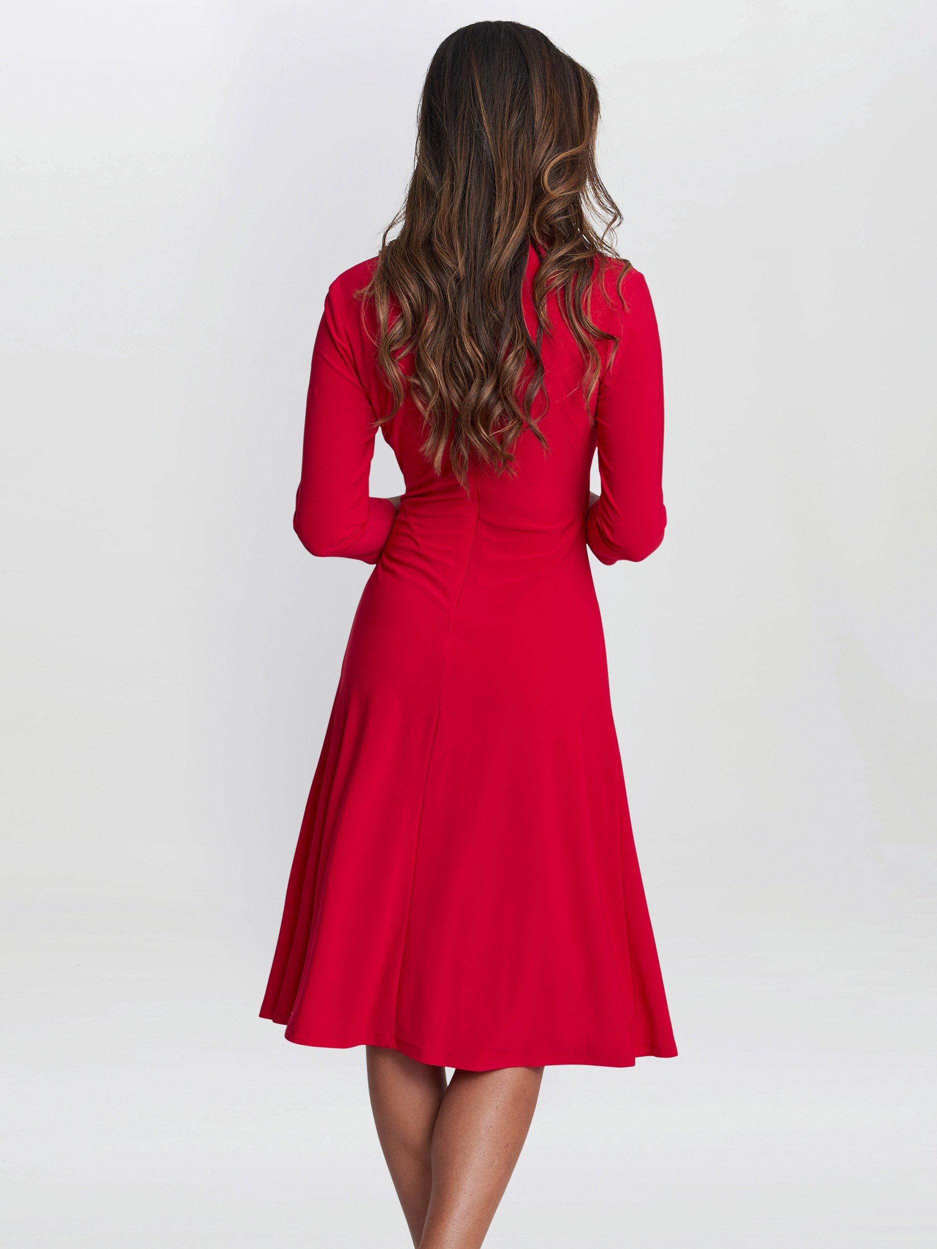 Product image 2 of 5, which shows Gina Bacconi Antonia Jersey Wrap Dress, Red, 8