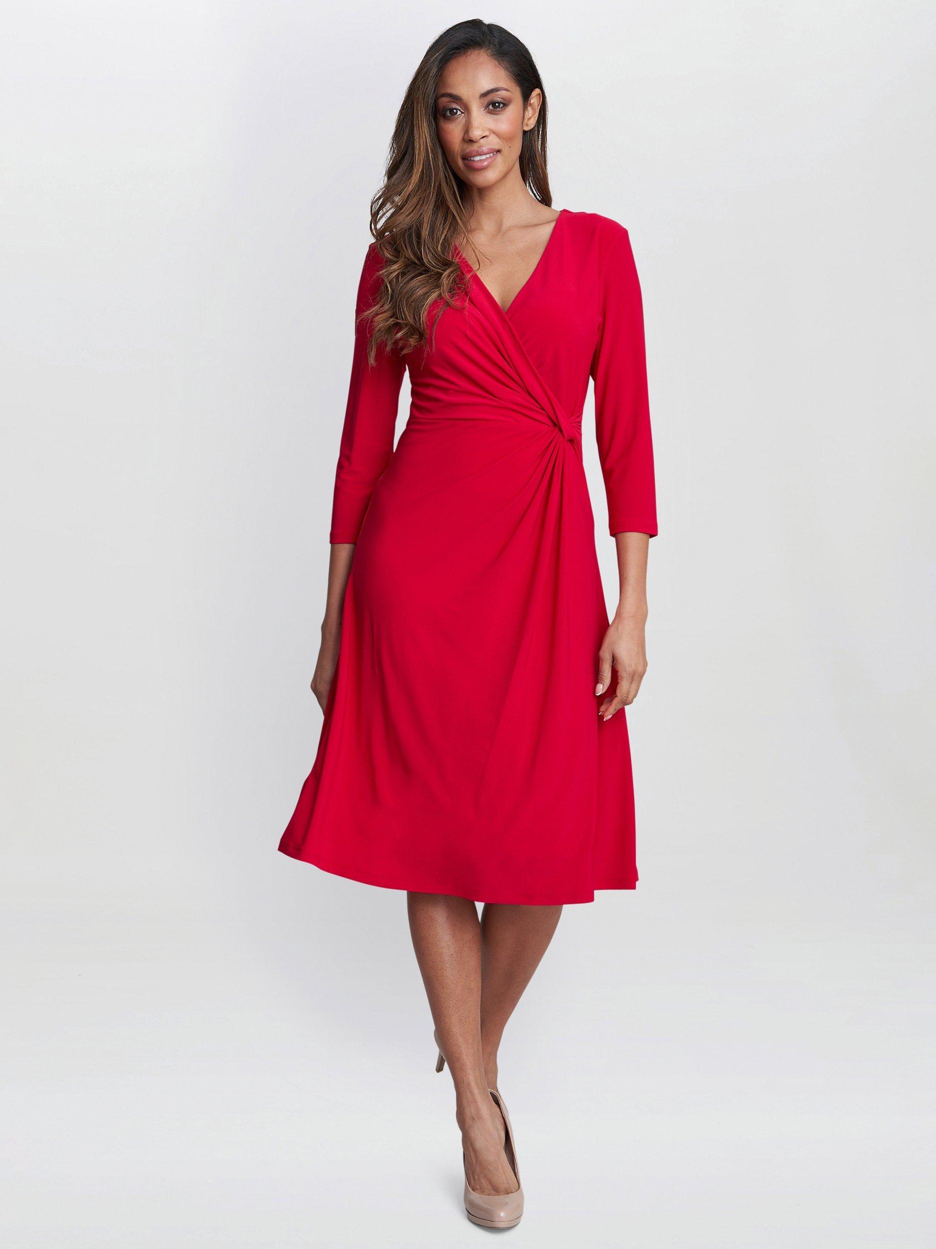 Product image 3 of 5, which shows Gina Bacconi Antonia Jersey Wrap Dress, Red, 8