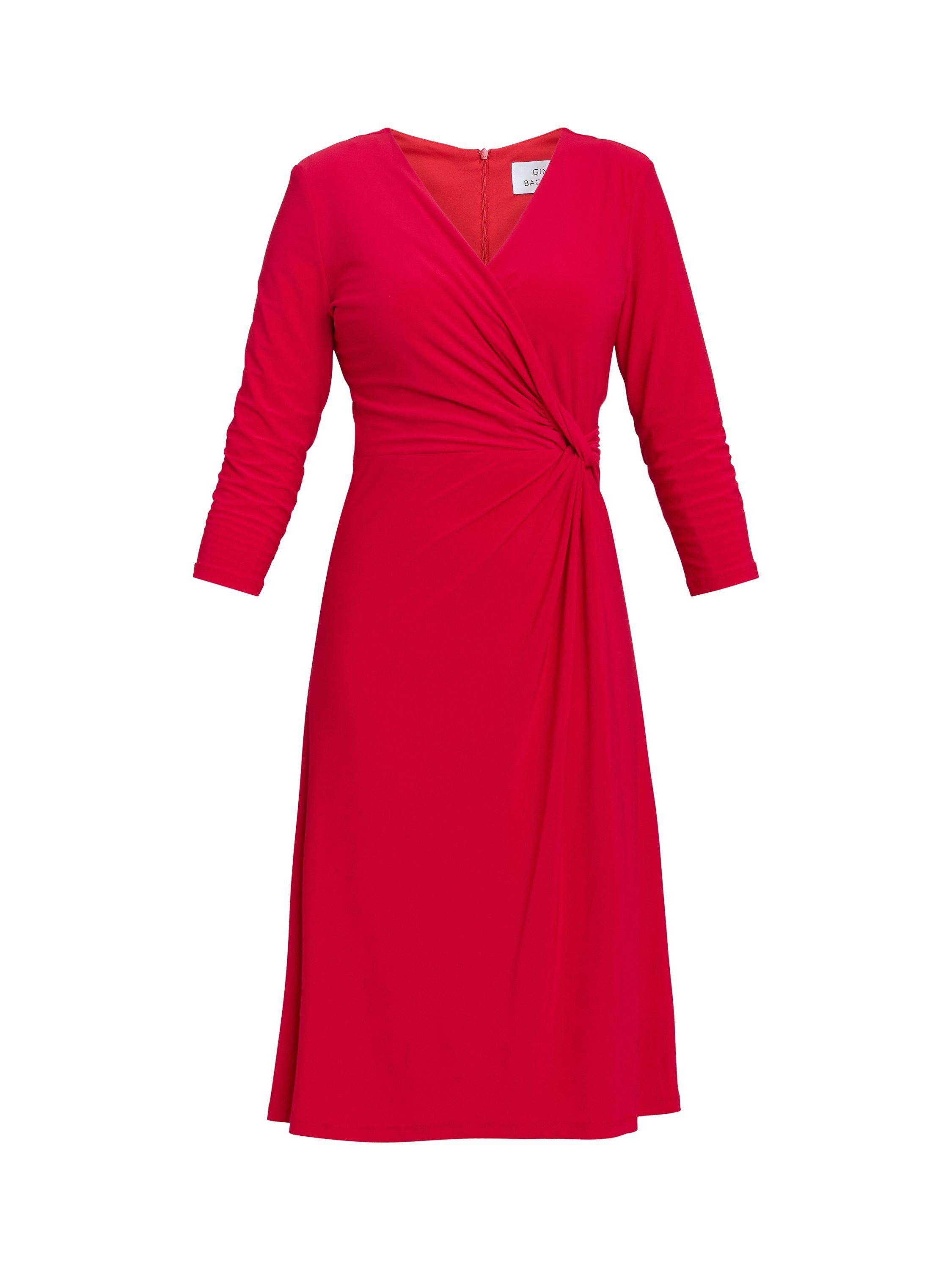 Product image 4 of 5, which shows Gina Bacconi Antonia Jersey Wrap Dress, Red, 8
