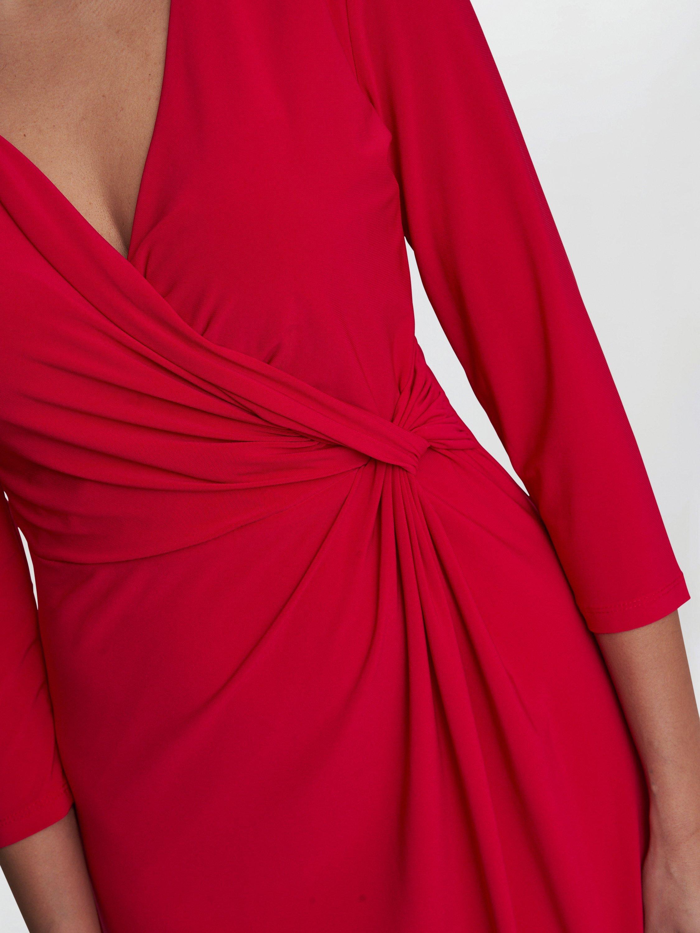 Product image 5 of 5, which shows Gina Bacconi Antonia Jersey Wrap Dress, Red, 8
