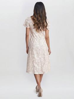 Gina Bacconi Mylene Embroidered Floral A-Line Midi Dress, Blush - view 2, Blush
