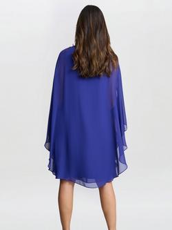 Gina Bacconi Laura Chiffon Cape & Beaded Neck Dress, Iris - view 2, Iris