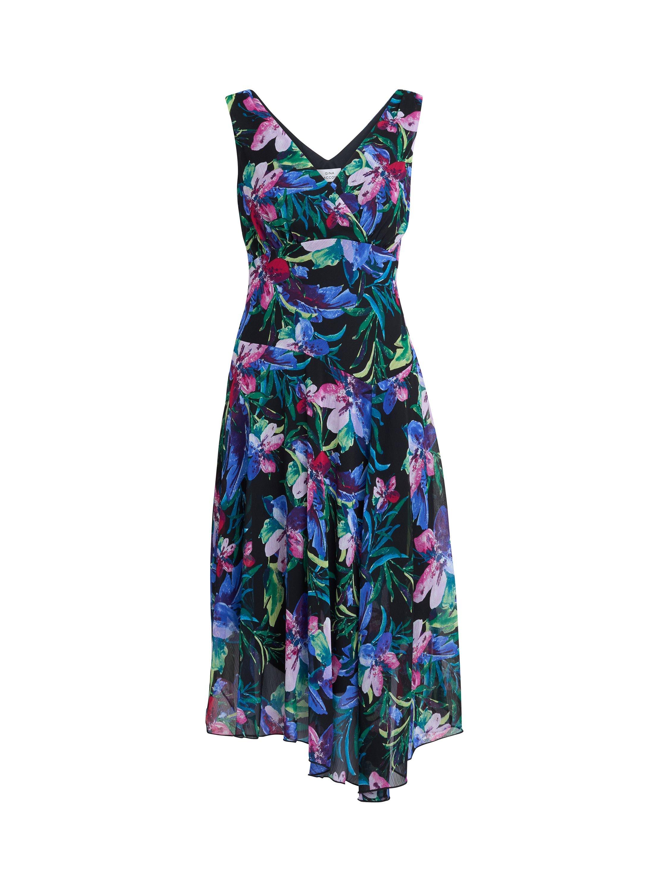 Product image 4 of 5, which shows Gina Bacconi Lisbeth Floral Chiffon Dress, Black/Multi, 8