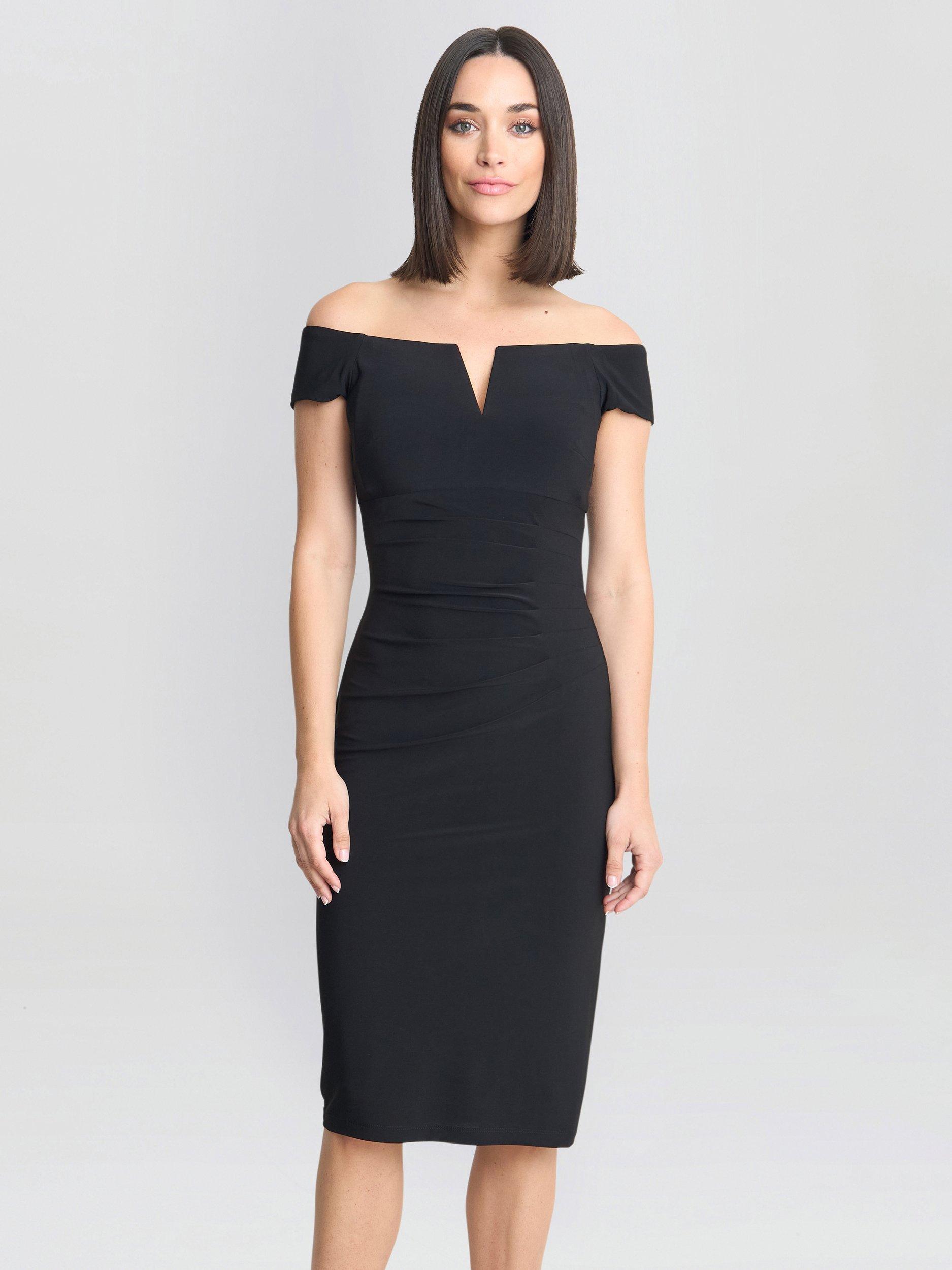 Product image 1 of 7, which shows Gina Bacconi Cath Off Shoulder Dress, Black, 8