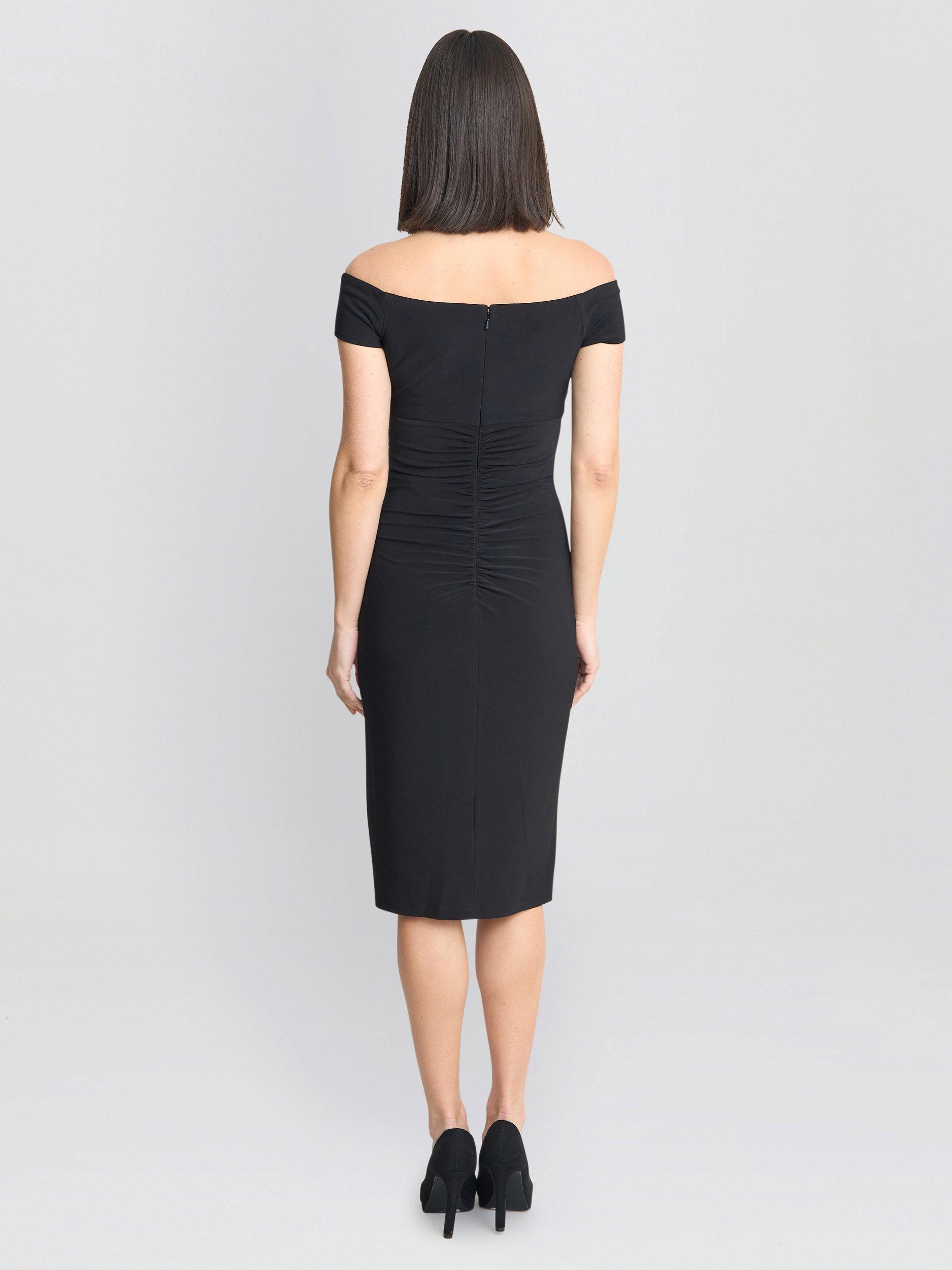 Product image 2 of 7, which shows Gina Bacconi Cath Off Shoulder Dress, Black, 8