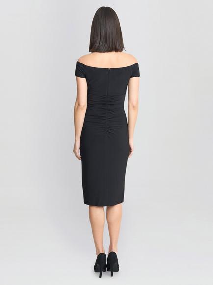 Gina Bacconi Cath Off Shoulder Dress, Black - view 2, Black
