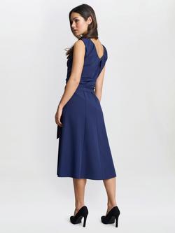 Gina Bacconi Cathleen Crepe Tie Waist Dress, Navy - view 2, Navy