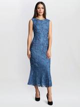 Gina Bacconi Chelsea Ruffle Maxi Dress, Navy