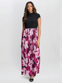 Gina Bacconi Dolores Floral Trouser Jumpsuit, Black/Fuchsia, Black/Fuchsia