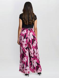 Gina Bacconi Dolores Floral Trouser Jumpsuit, Black/Fuchsia - view 2, Black/Fuchsia
