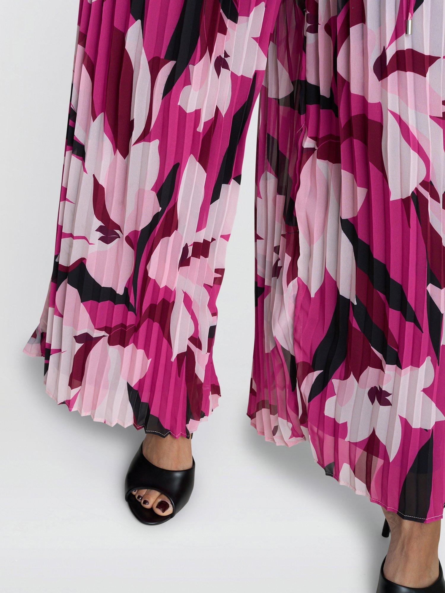 Product image 7 of 7, which shows Gina Bacconi Dolores Floral Trouser Jumpsuit, Black/Fuchsia, 10