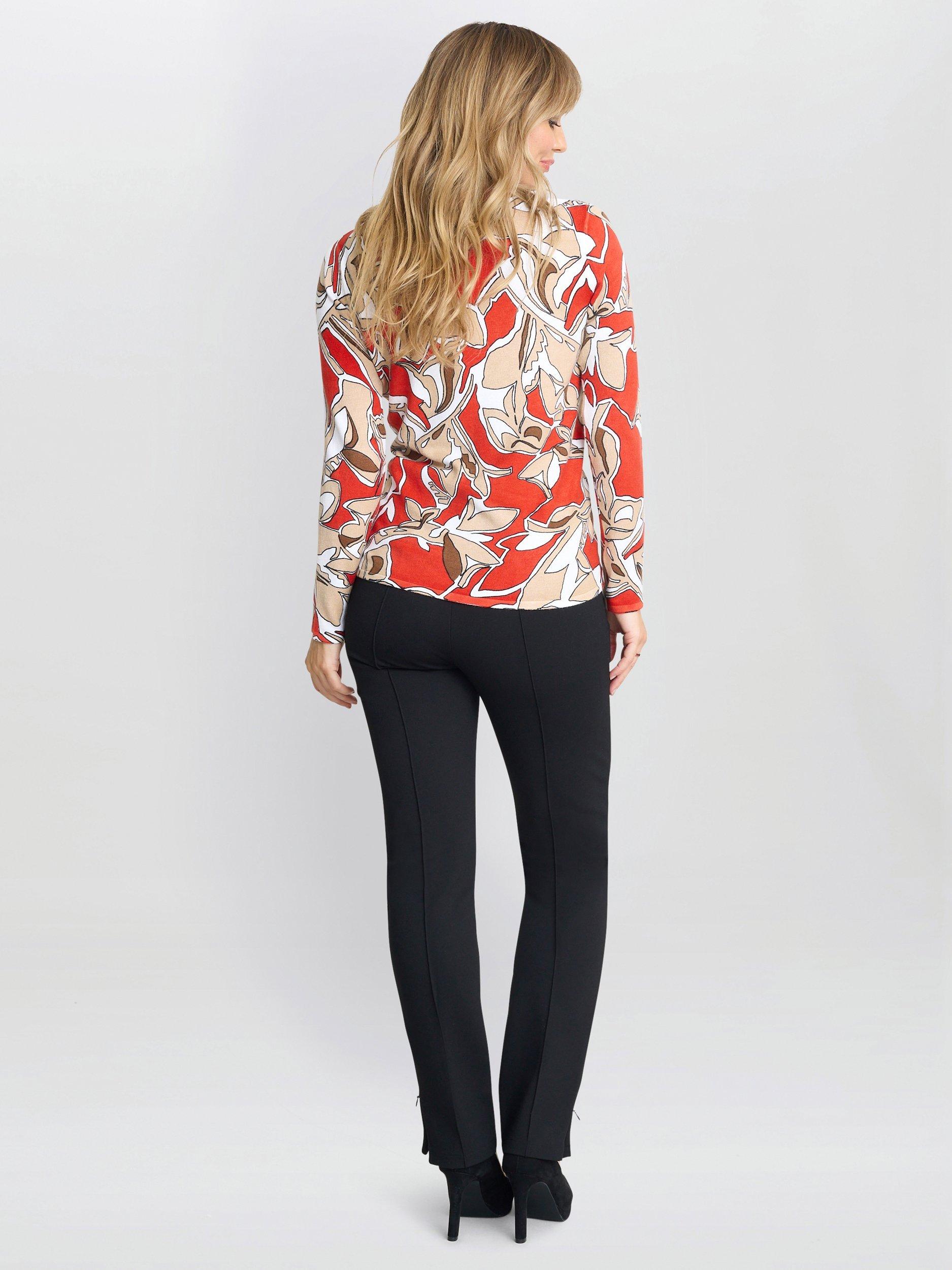 Product image 2 of 5, which shows Gina Bacconi Jadelyn Floral Diamantes Jumper, Orange/Multi, S