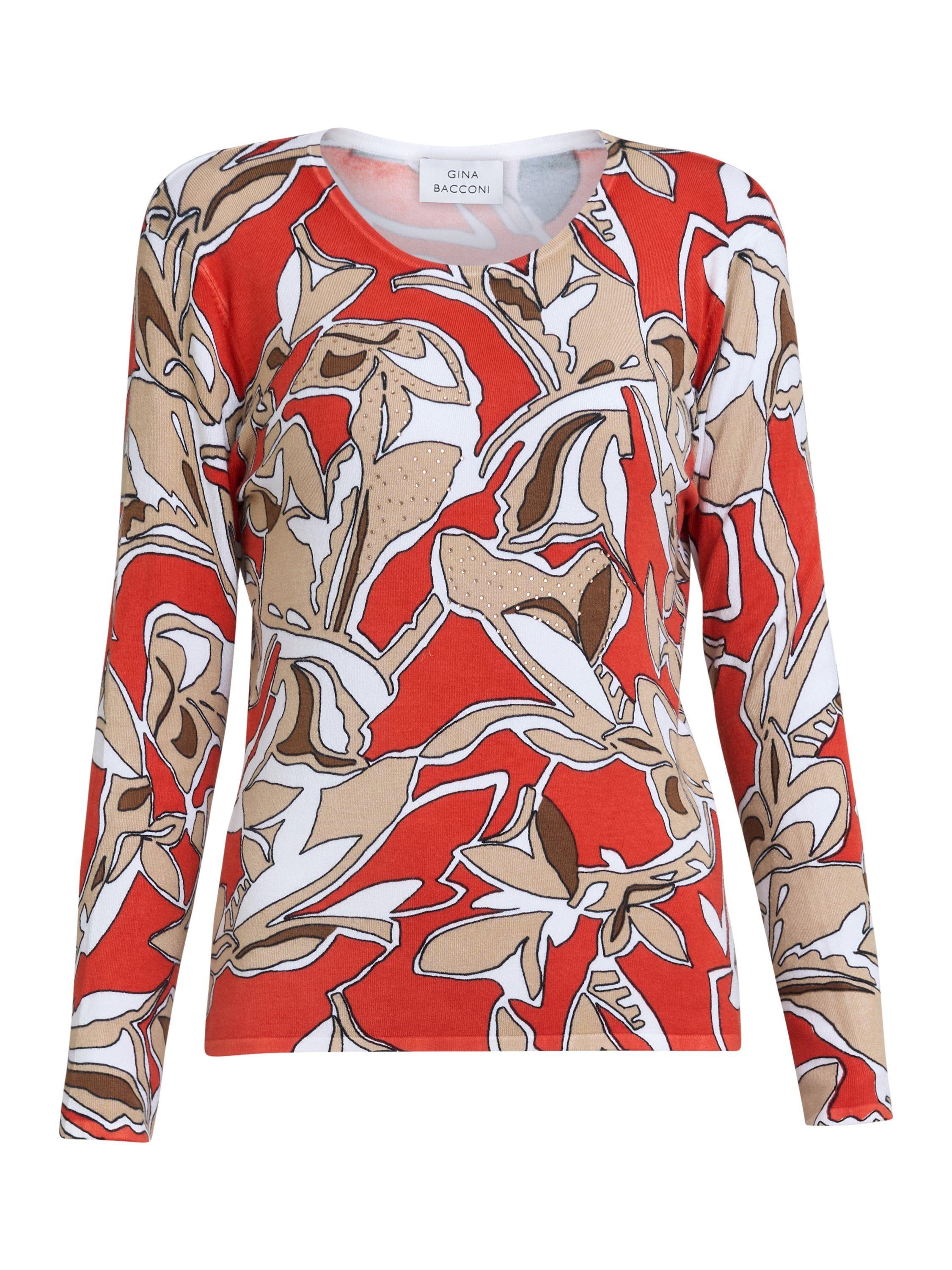 Product image 3 of 5, which shows Gina Bacconi Jadelyn Floral Diamantes Jumper, Orange/Multi, S