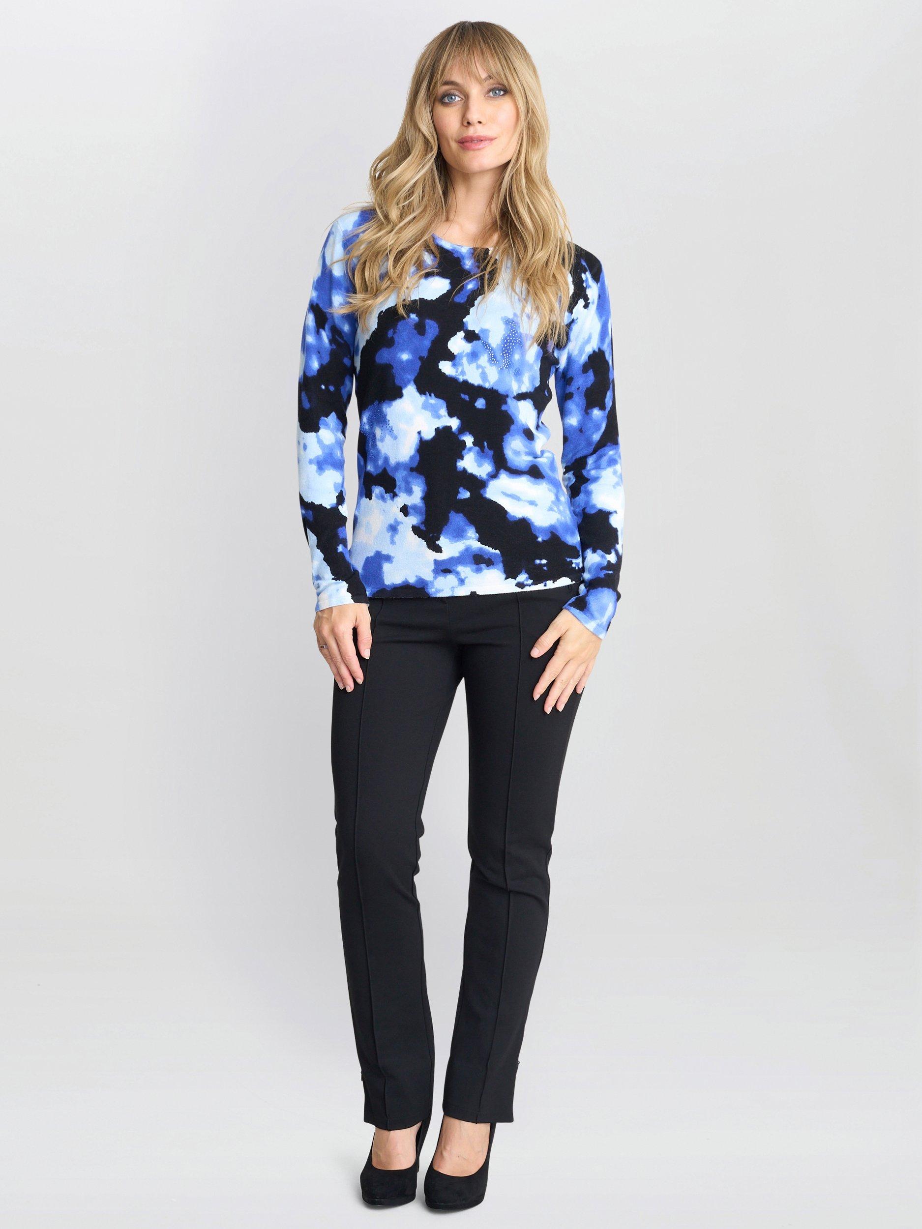 Product image 1 of 5, which shows Gina Bacconi Malinda Abstract Diamantes Jumper, Blue/Multi, S