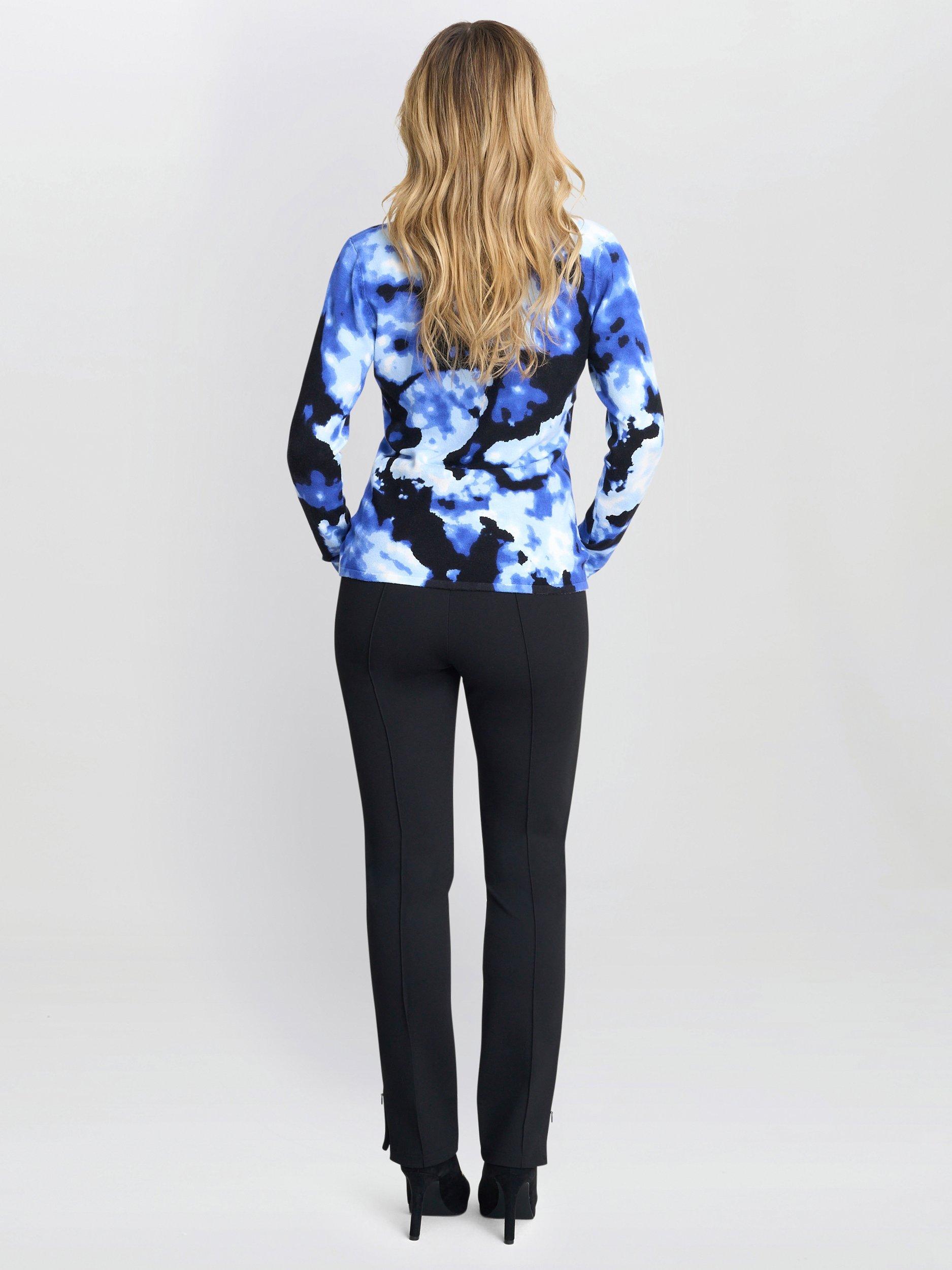 Product image 2 of 5, which shows Gina Bacconi Malinda Abstract Diamantes Jumper, Blue/Multi, S