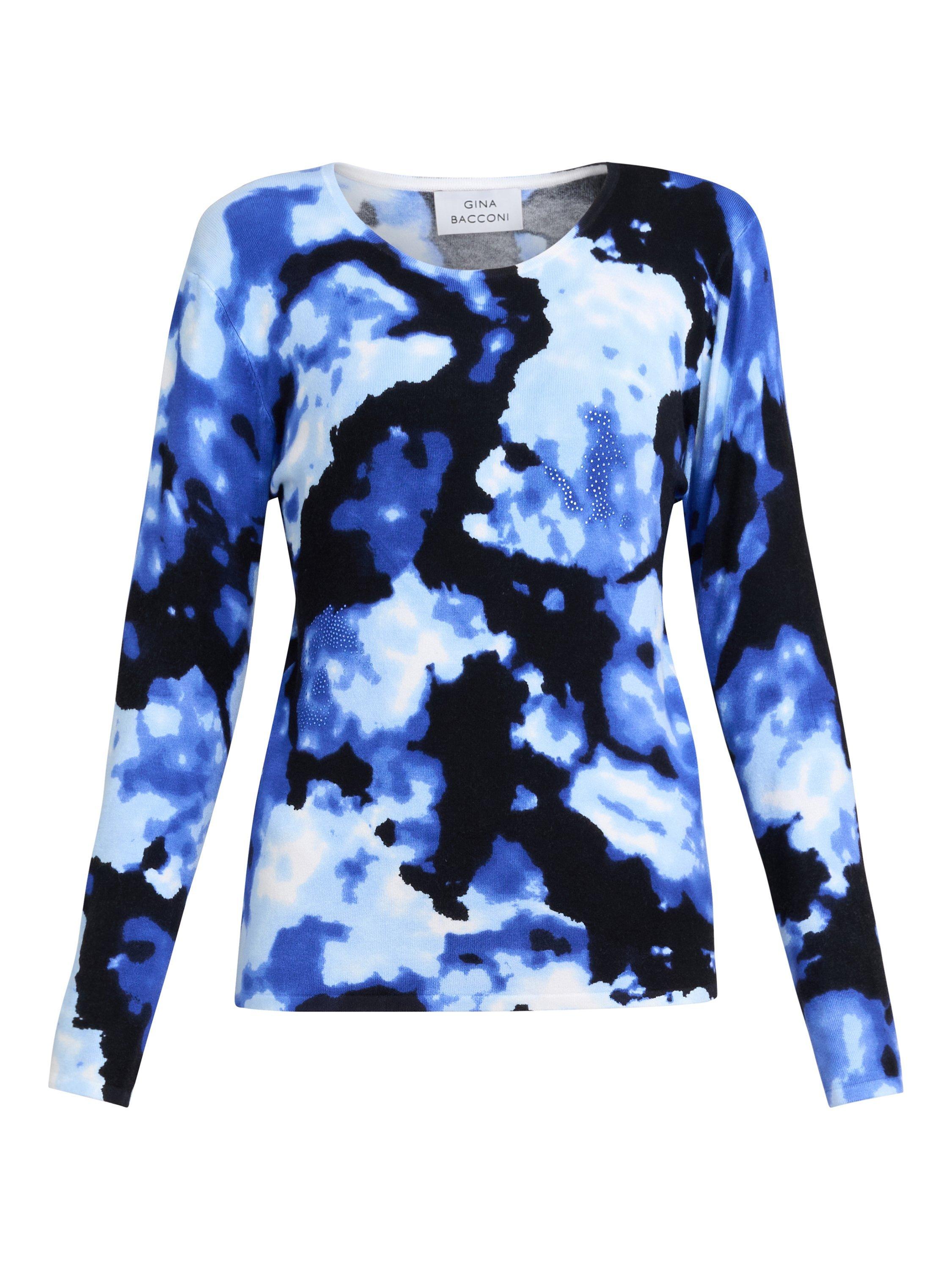 Product image 4 of 5, which shows Gina Bacconi Malinda Abstract Diamantes Jumper, Blue/Multi, S
