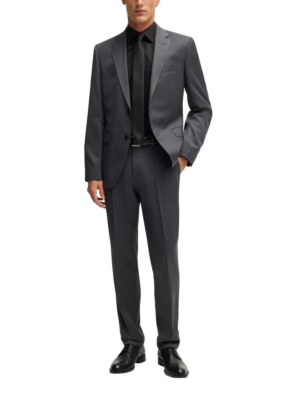 Product image 2 of 5, which shows BOSS Leather Derby Shoes, Black, 8