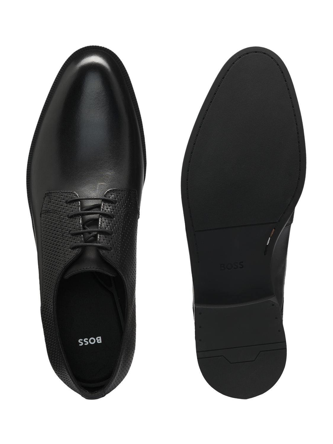 Product image 3 of 5, which shows BOSS Leather Derby Shoes, Black, 8