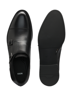 HUGO BOSS Leather Double Strap Monk Shoes, Black - view 2, Black