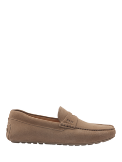 BOSS Suede Penny Loafers, Medium Beige, Medium Beige