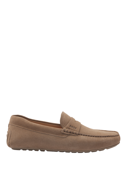 BOSS Suede Penny Loafers, Medium Beige, Medium Beige