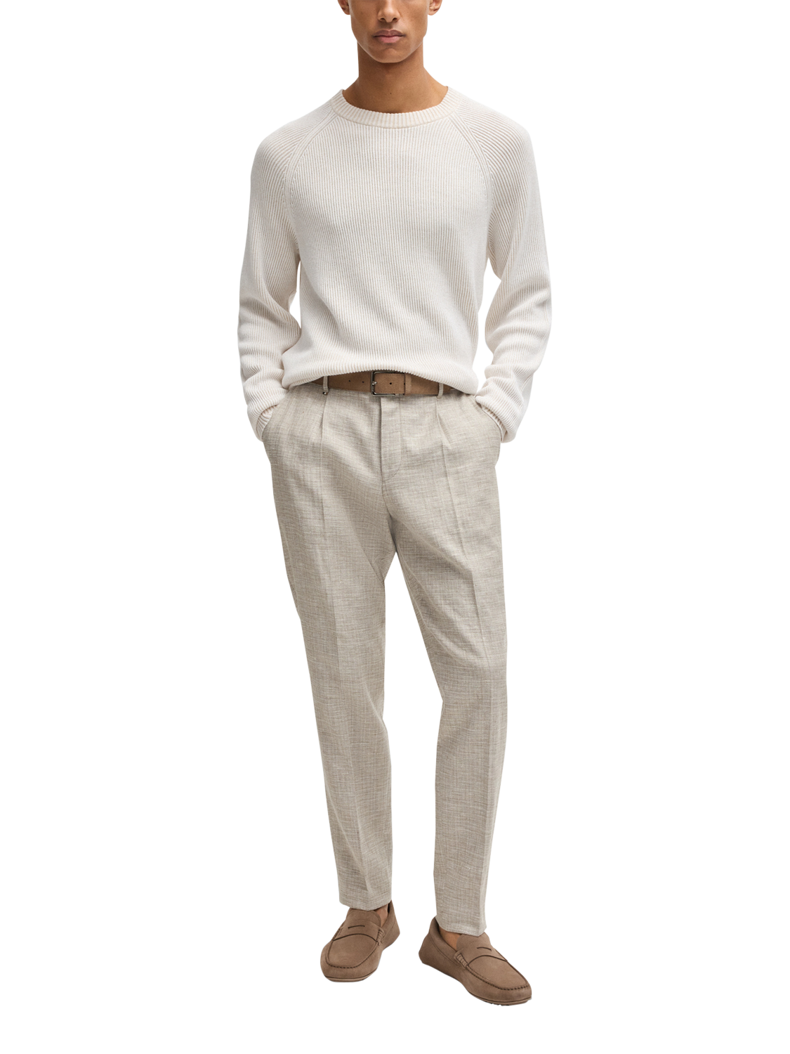 Product image 2 of 5, which shows BOSS Suede Penny Loafers, Medium Beige, 8