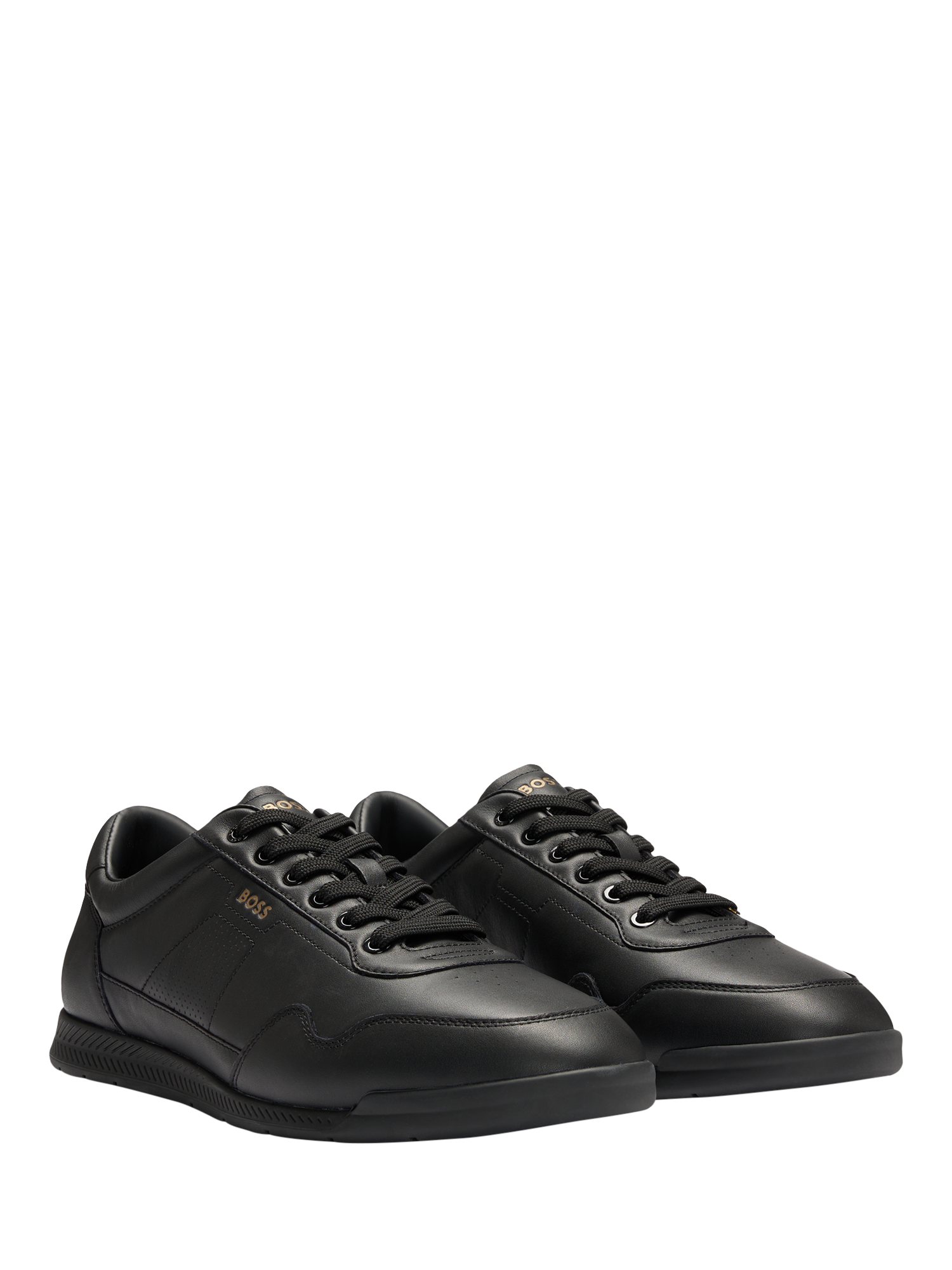 Product image 3 of 4, which shows BOSS Nappa Leather Perforated Detail Trainers, Black, 8