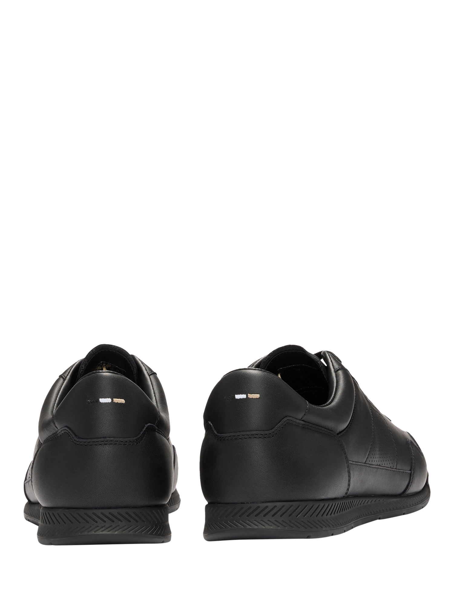 Product image 4 of 4, which shows BOSS Nappa Leather Perforated Detail Trainers, Black, 8