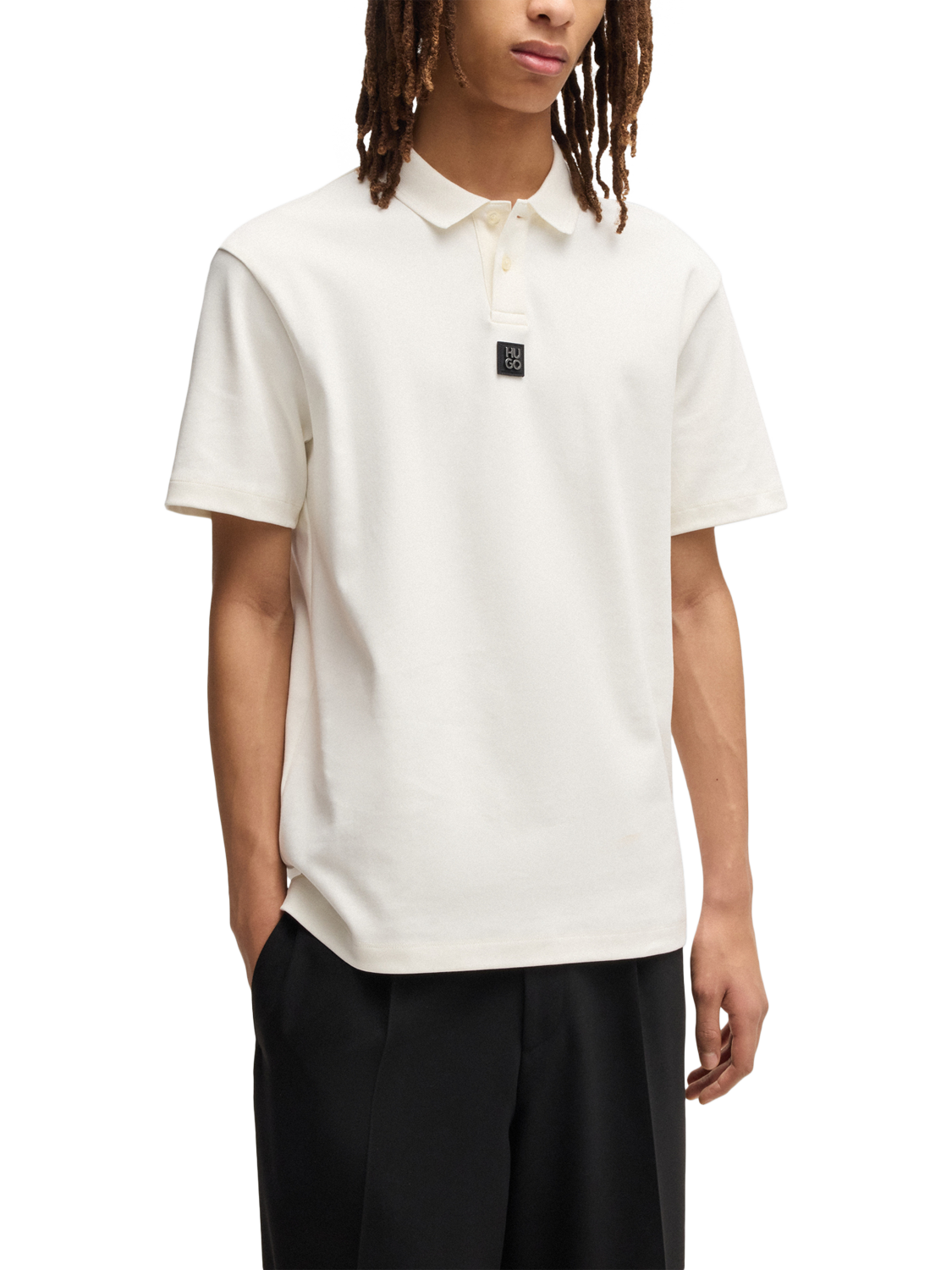 Product image 1 of 5, which shows HUGO Cotton Regular Fit Polo Shirt, Natural, L
