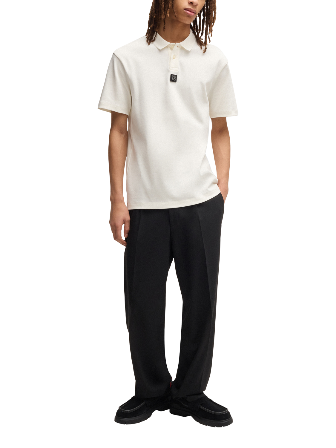 Product image 3 of 5, which shows HUGO Cotton Regular Fit Polo Shirt, Natural, L