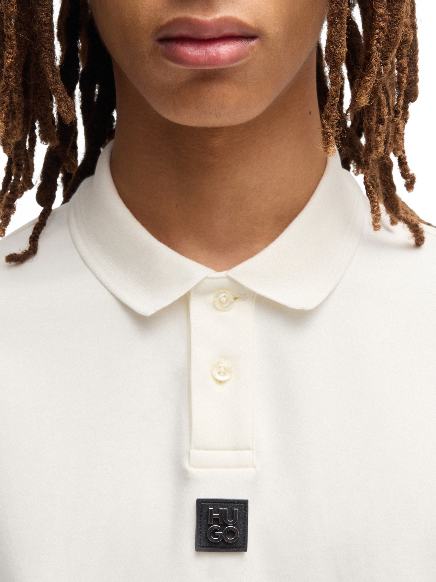 Product image 5 of 5, which shows HUGO Cotton Regular Fit Polo Shirt, Natural, L