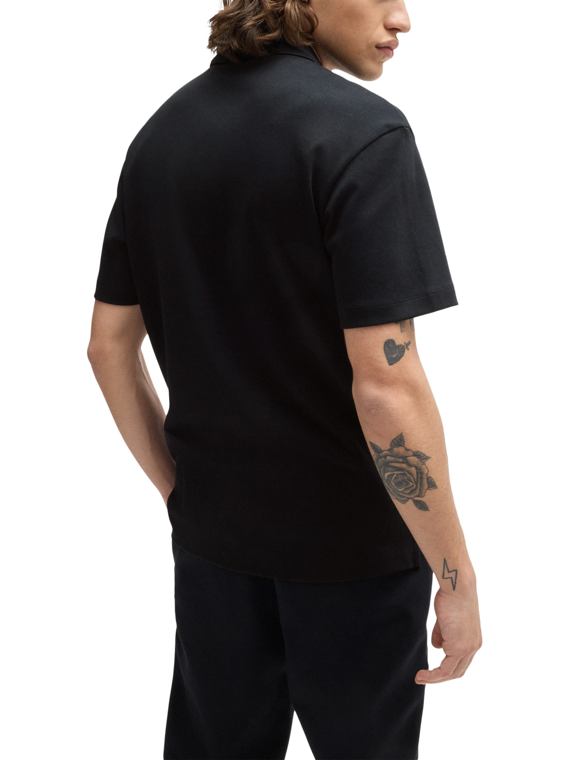 Product image 2 of 5, which shows HUGO Cotton Regular Fit Polo Shirt, Black, M