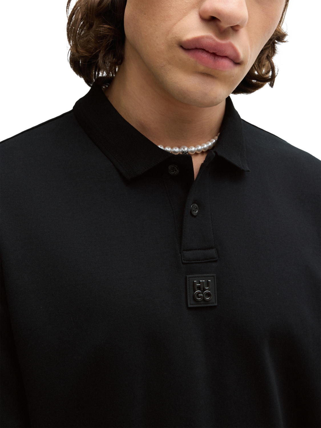 Product image 5 of 5, which shows HUGO Cotton Regular Fit Polo Shirt, Black, M