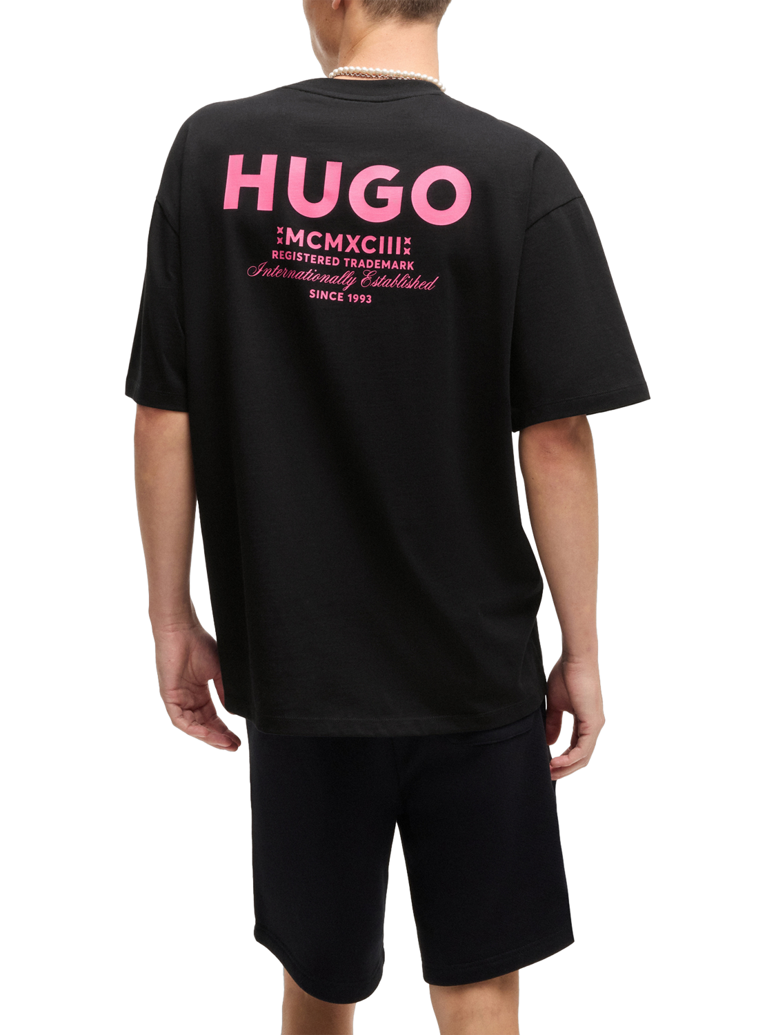 Product image 2 of 5, which shows HUGO Cotton Regular Fit Short Sleeve Logo T-Shirt, Black, M
