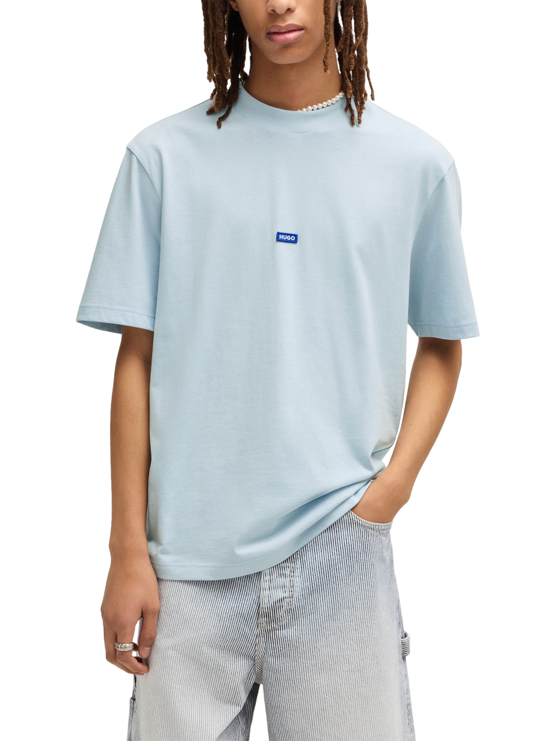 HUGO Cotton Regular Fit T-Shirt, Mid Blue