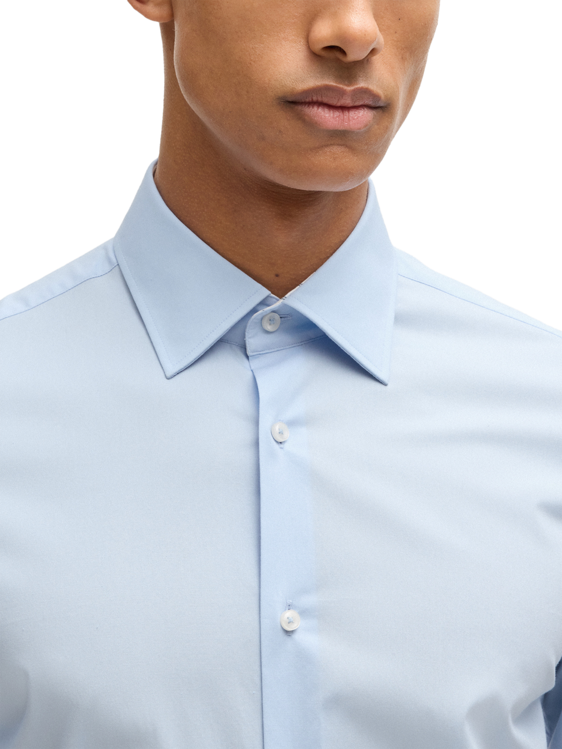 Product image 5 of 6, which shows BOSS Cotton Blend Regular Fit Short Sleeve Shirt, Light/Pastel Blue, 15