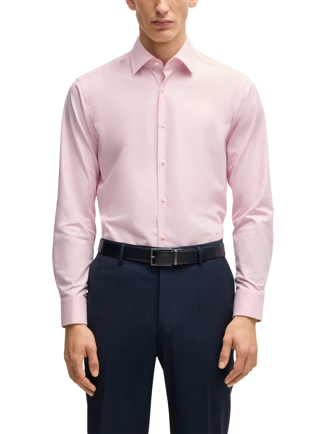 Product image 1 of 6, which shows BOSS Cotton Regular Fit Shirt, Light Pink, 17.75