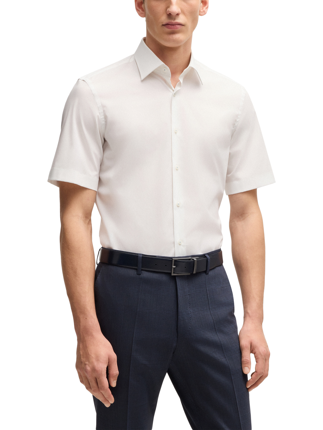 Product image 1 of 6, which shows BOSS Cotton Blend Regular Fit Shirt, White, 15